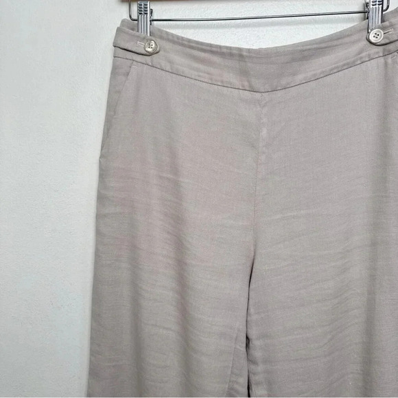 Talbots Womens 10P Natural Linen  High Waist Wide Leg Trouser - Picture 3 of 12